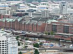 Blick vom Hamburger Michl auf die Speicherstadt