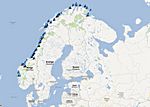 Unsere Route von Bergen nach Kirkenes und zurück