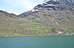 Im Geiranger Fjord - Blick auf die Strasse zum Aussichtspunkt