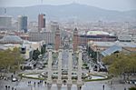Blick vom Museu Nacional d’Art de Catalunya im Palau Nacional, welcher sich am Fuße des Montjuïc befindet